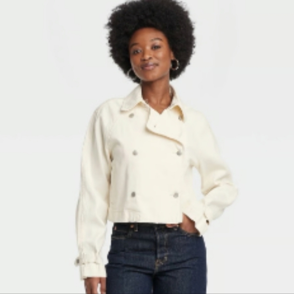 Universal Thread Off-White Double-Breasted Pea Co… - image 2